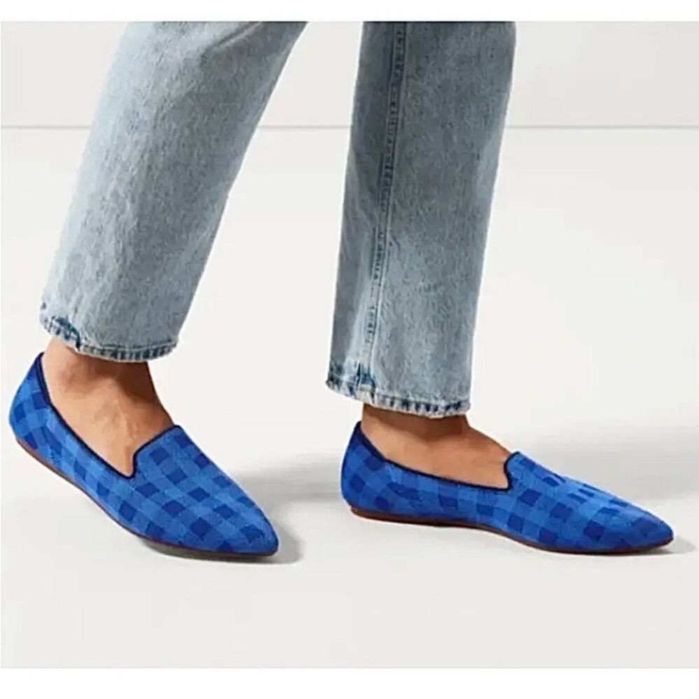 Pointed Toe Loafers in Rare Lapis Lazuli Gingham